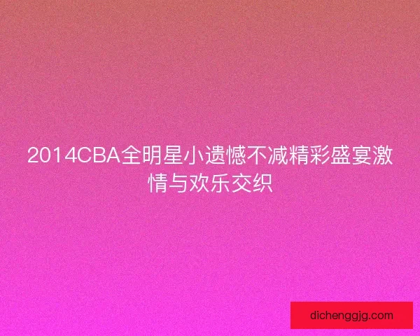 2014CBA全明星小遗憾不减精彩盛宴激情与欢乐交织