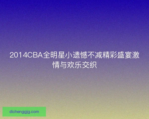 2014CBA全明星小遗憾不减精彩盛宴激情与欢乐交织